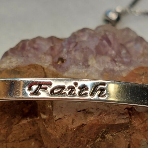 Silver Tone Slide Adjuster Faith Bracelet - Picture 3 of 6